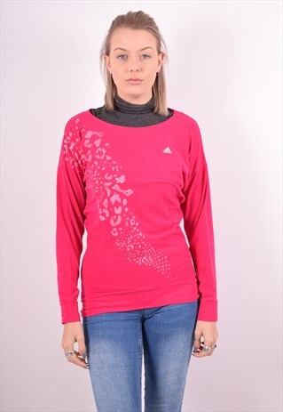 ADIDAS WOMENS VINTAGE TOP LONG SLEEVE SMALL PINK 90S
