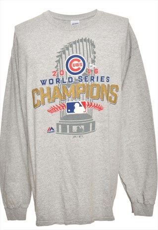 VINTAGE GREY GILDAN CHAMPIONS PRINTED T-SHIRT - XL