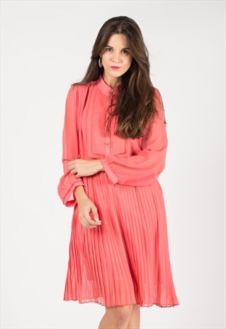 PLEATED MIDI DRESS (PINK)