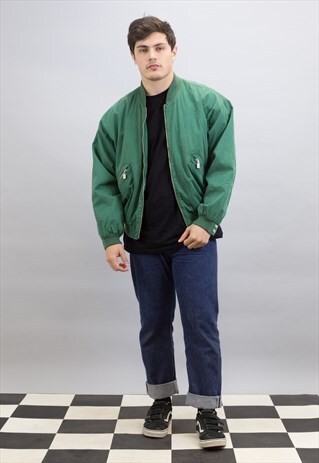 VINTAGE 90'S GREEN BOMBER