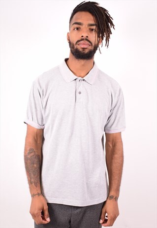 CHAMPION MENS VINTAGE POLO SHIRT LARGE GREY 90S