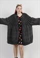 VINTAGE 90S BALLOON STYLE OVERSIZED KNITTED GREY CARDIGAN 