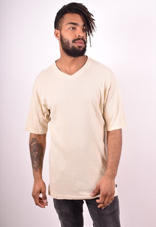 CHAMPION MENS VINTAGE T-SHIRT TOP XXL BEIGE 90S