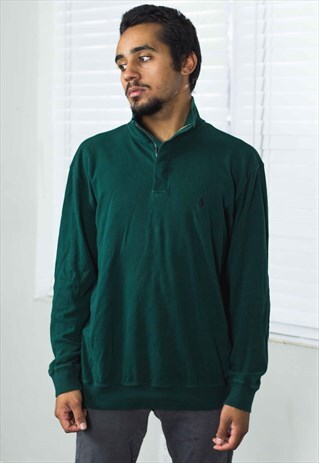 VINTAGE POLO RALPH LAUREN 1/4 ZIP SWEATSHIRT JUMPER L 14.1