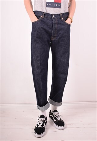 LEVI'S 501 MENS VINTAGE JEANS W36 L30 NAVY BLUE 90S