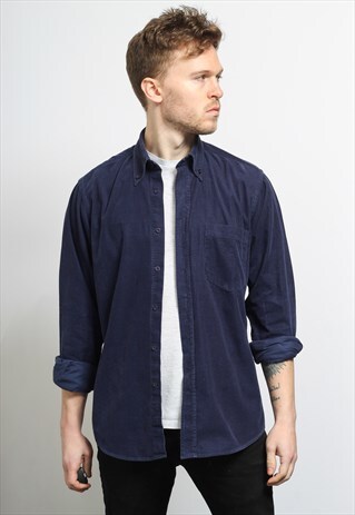 VINTAGE CORDUROY CORD SHIRT BLUE