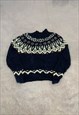VINTAGE KNITTED JUMPER ABSTRACT PATTERNED CHUNKY KNIT 