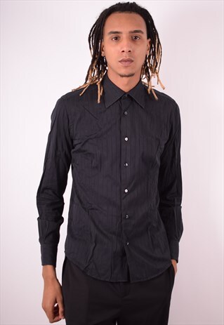 VALENTINO MENS VINTAGE SHIRT MEDIUM BLACK 90S