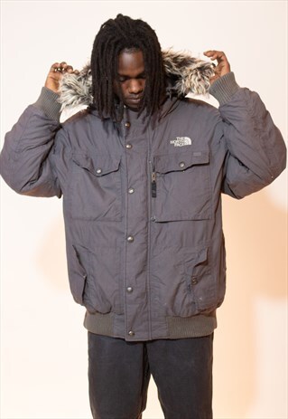 VINTAGE THE NORTH FACE HYVENT HOODED PADDED FUR JACKET