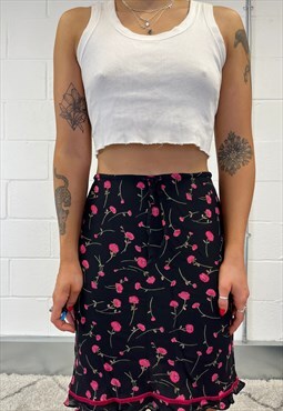 Vintage 90s Y2k Floral Rose Mini Skirt