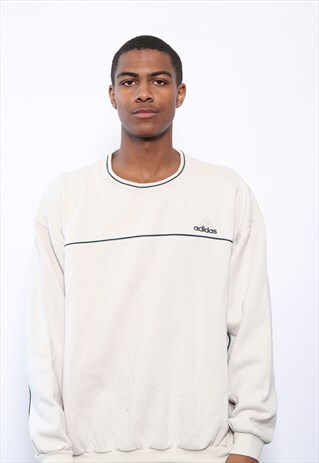 VINTAGE ADIDAS CHEST LOGO SWEATSHIRT BEIGE
