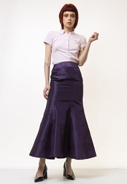 80s Vintage Woman Purple A Line Midi Skirt size Small 5204