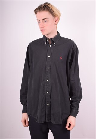 RALPH LAUREN MENS VINTAGE SHIRT LARGE BLACK 90S