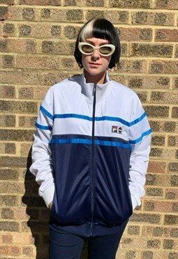 retro blue & white Fila tracksuit jacket sports jacket