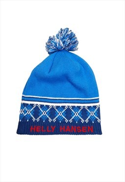 Helly Hansen Beanie Hat In Blue Standard Size Spell Out Logo