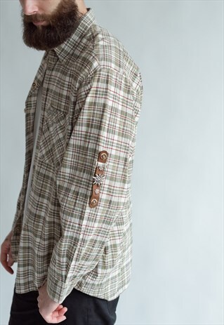 VINTAGE 70S WESTERN CHECKERED SHIRT WITH SLEEVE DETAIL