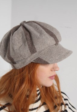 Vintage 6 Panal Womens Flat Cap Hat Brown
