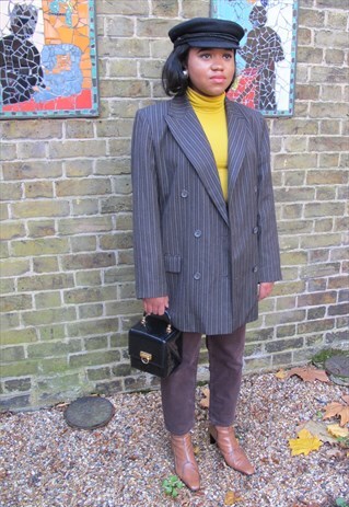 DOUBLE LAPEL OVERSIZED BROWN BLAZER