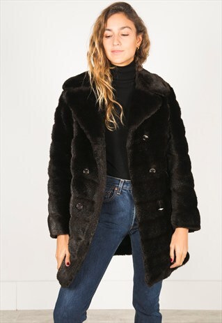 VINTAGE 80S FAUX FUR COAT / R0119