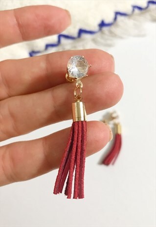 RED SUEDETTE TASSEL EARRINGS