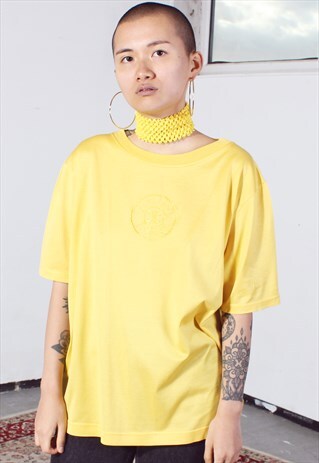 VINTAGE CELINE YELLOW EMBROIDERED TEE