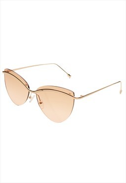 Cat-Eye Sunglasses in Gold with Soft Pink lens