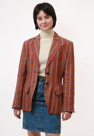 80S VINTAGE STRIPED LINEN LINED BUTTONS UP BLAZER JACKET 47