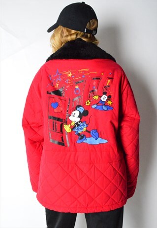 VINTAGE 80S RED EMBROIDERED MICKEY JACKET