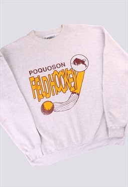 Vintage   Sweatshirt Grey XLarge Poquoson Crewneck Graphic