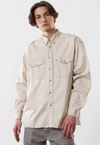 VINTAGE MENS LEVIS MILITARY LONG SLEEVE CASUAL SHIRT