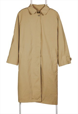 London Fog 90's Long Button Up Trench Coat Large Beige Cream
