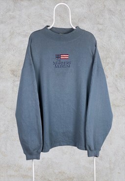 Vintage American Embroidered Sweatshirt Mariners Museum XXL