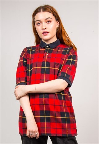 TOMMY HILFIGER TARTAN 90'S POLO SHIRT T-SHIRT