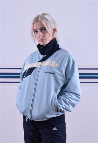 BLUE AND NAVY ZIP-UP REEBOK TRACK JACKET