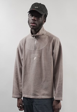 VINTAGE 90'S LEVI'S LIGHT BROWN ZIP-UP SWEATSHIRT