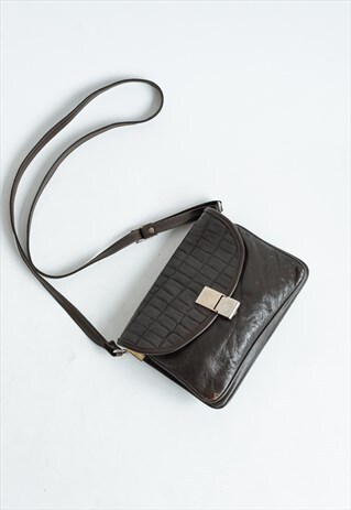 VINTAGE 70S TEXTURED SMALL SHOULDER BAG IN BROWN