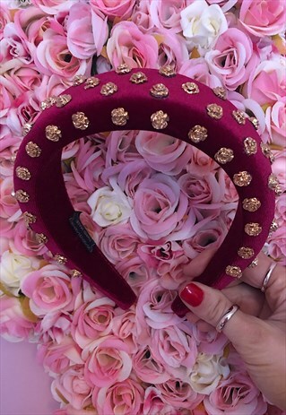 ROSIE WINE RED EMBELLISHED HEADBAND