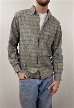 Vintage chequered grey and yellow flannel shirt