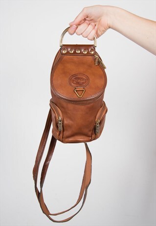 VINTAGE BROWN LEATHER BACKPACK RUCKSACK