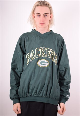 NFL MENS VINTAGE PACKERS PULLOVER TRACKSUIT TOP XL GREEN 90S