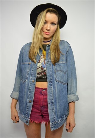 VINTAGE 90S LEVI'S MEDIUM BLUE WASH DENIM JACKET GRUNGE