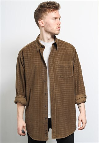 VINTAGE CORDUROY CORD SHIRT BROWN