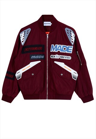 PATCHWORK RACING JACKET MOTORSPORT BOMBER MOTORCYCLE COAT