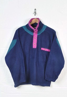 Vintage Fleece 1/4 Button Polarlite Retro Bock Colour Blue L