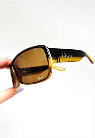 Dior Sunglasses Oversized Square Logo Yellow Brown Latina