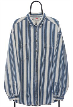 Vintage Levis Blue Striped Long Sleeve Shirt Mens