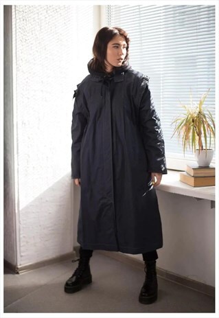 VINTAGE 80'S HIGH COLLAR NAVY COAT