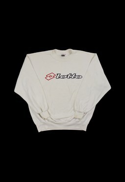 Vintage 90s Lotto Embroidered Logo Sweatshirt in White