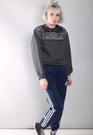 VINTAGE 80'S GREY PATTERN SWEATSHIRT