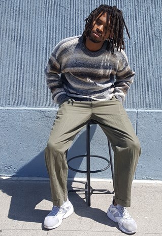 90S GRUNGE SKATER LUXURY WOOL BLEND STRIPE SWEATER LARGE